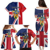 Personalised Turks and Caicos Islands Family Matching Puletasi and Hawaiian Shirt Come On Team TCI