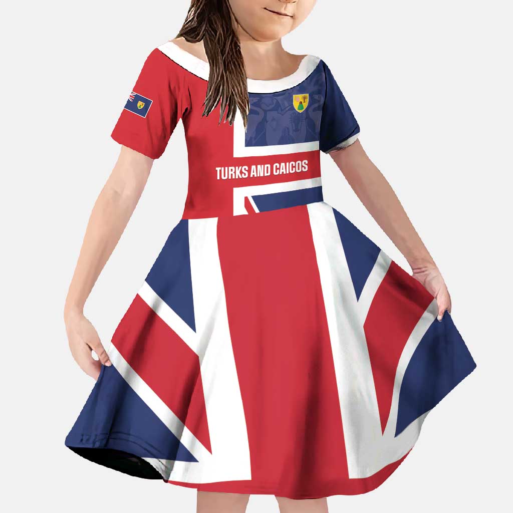 Personalised Turks and Caicos Islands Family Matching Short Sleeve Bodycon Dress and Hawaiian Shirt Come On Team TCI