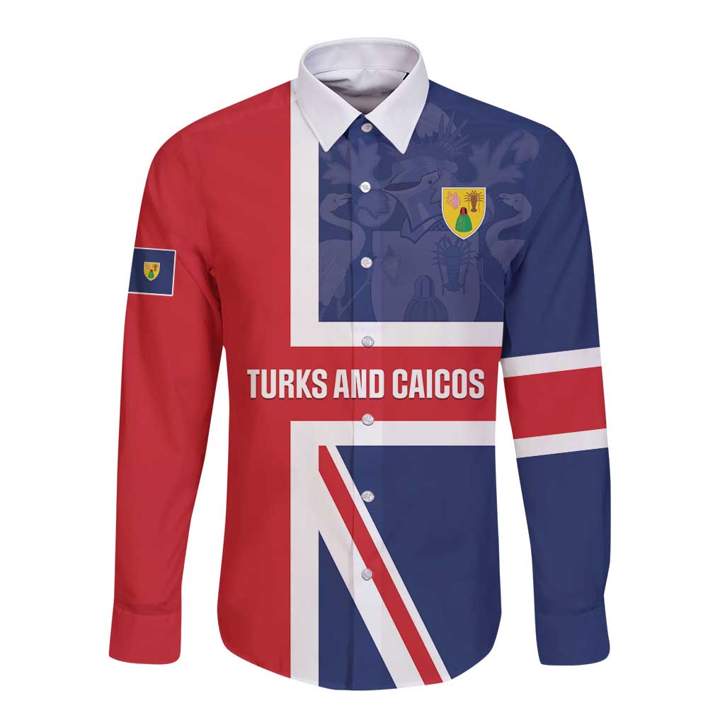 Personalised Turks and Caicos Islands Long Sleeve Button Shirt Come On Team TCI