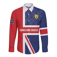 Personalised Turks and Caicos Islands Long Sleeve Button Shirt Come On Team TCI