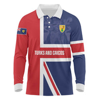 Personalised Turks and Caicos Islands Long Sleeve Polo Shirt Come On Team TCI