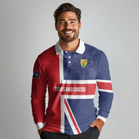 Personalised Turks and Caicos Islands Long Sleeve Polo Shirt Come On Team TCI
