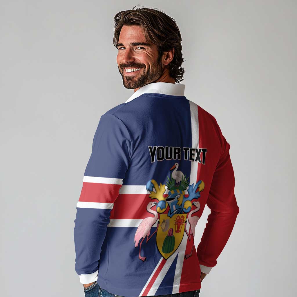 Personalised Turks and Caicos Islands Long Sleeve Polo Shirt Come On Team TCI