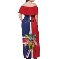 Personalised Turks and Caicos Islands Off Shoulder Maxi Dress Come On Team TCI