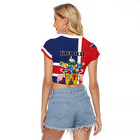 Personalised Turks and Caicos Islands Raglan Cropped T Shirt Come On Team TCI