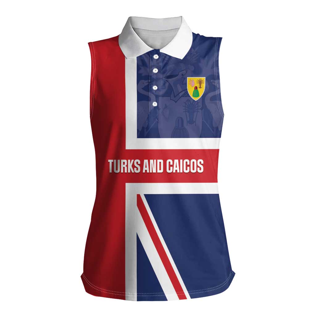 Personalised Turks and Caicos Islands Women Sleeveless Polo Shirt Come On Team TCI
