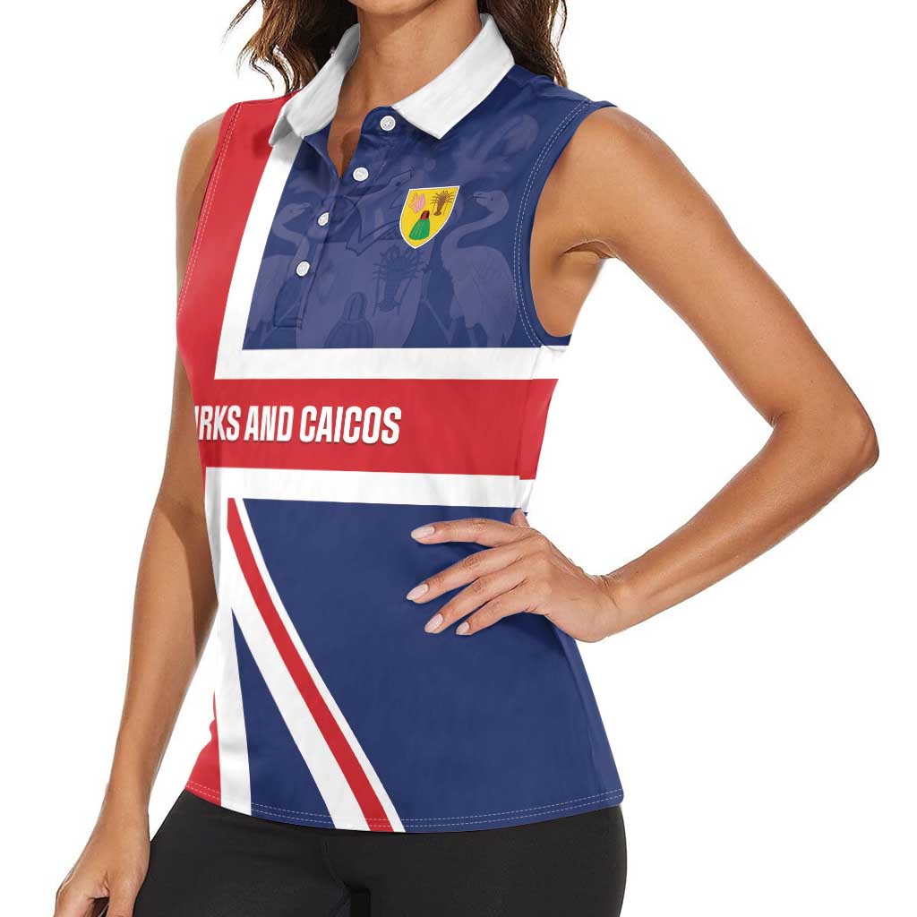 Personalised Turks and Caicos Islands Women Sleeveless Polo Shirt Come On Team TCI