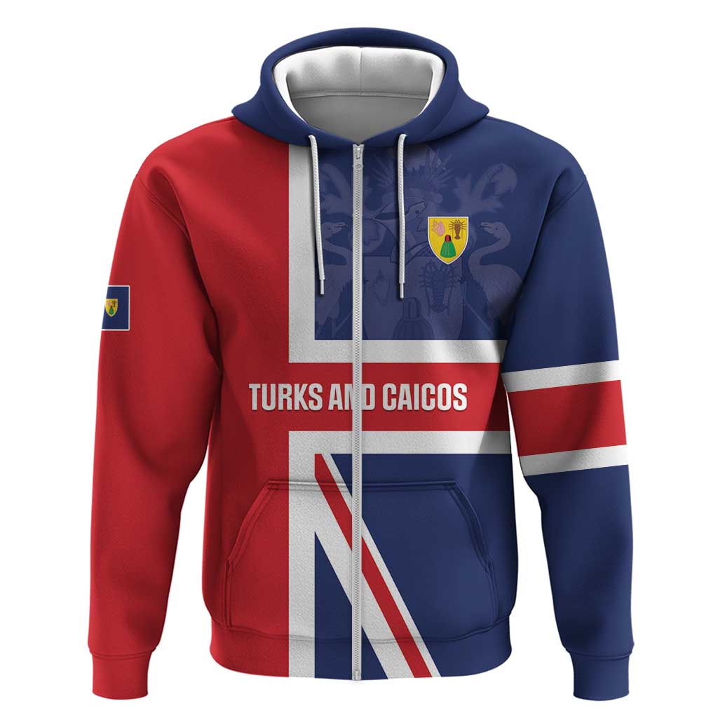 Personalised Turks and Caicos Islands Zip Hoodie Come On Team TCI
