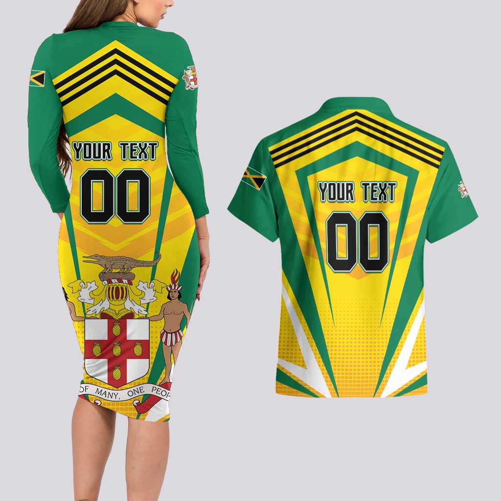 Custom Cricket Jamaica Scorpions Couples Matching Long Sleeve Bodycon Dress and Hawaiian Shirt We Made Legends