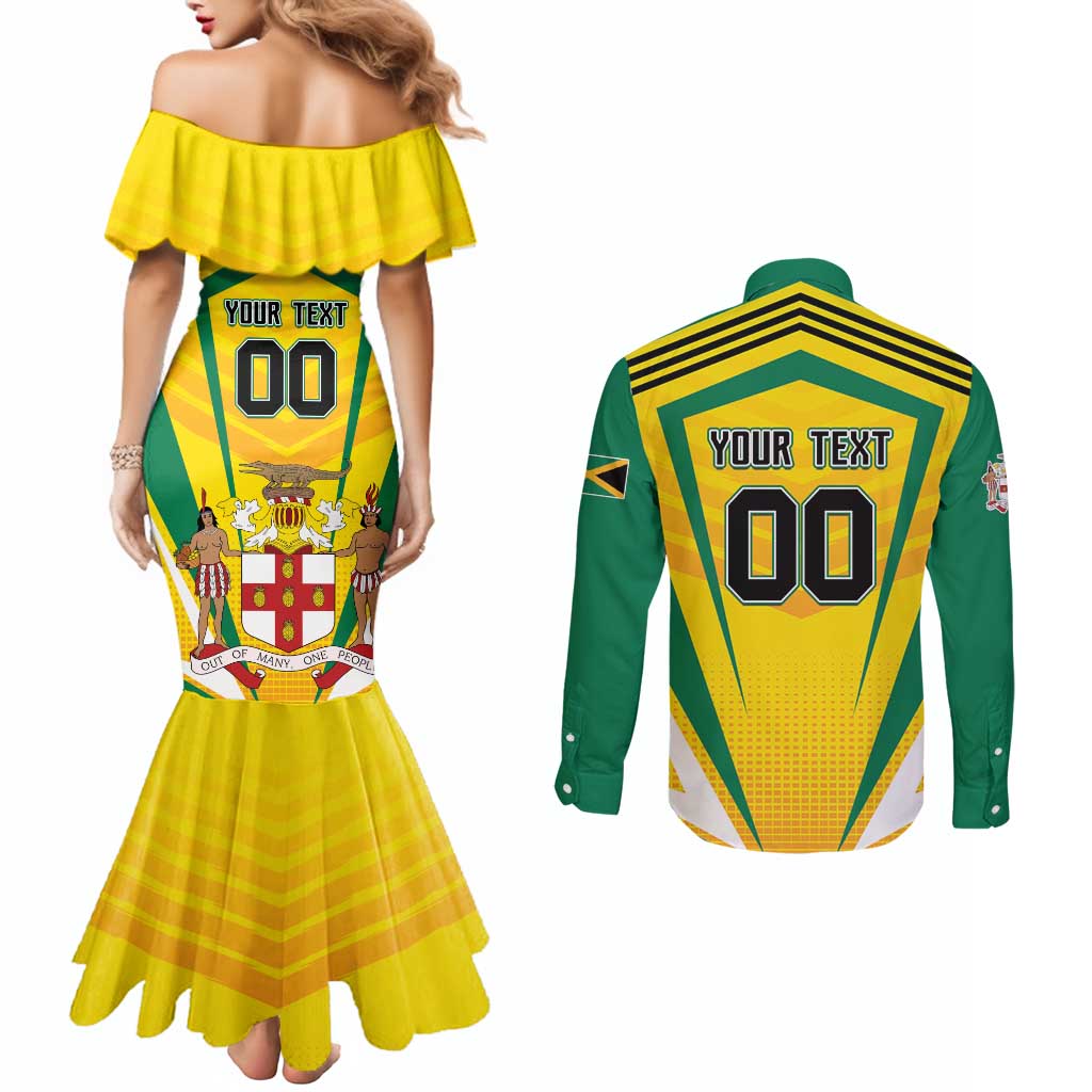Custom Cricket Jamaica Scorpions Couples Matching Mermaid Dress and Long Sleeve Button Shirt We Made Legends