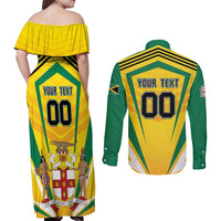 Custom Cricket Jamaica Scorpions Couples Matching Off Shoulder Maxi Dress and Long Sleeve Button Shirt We Made Legends
