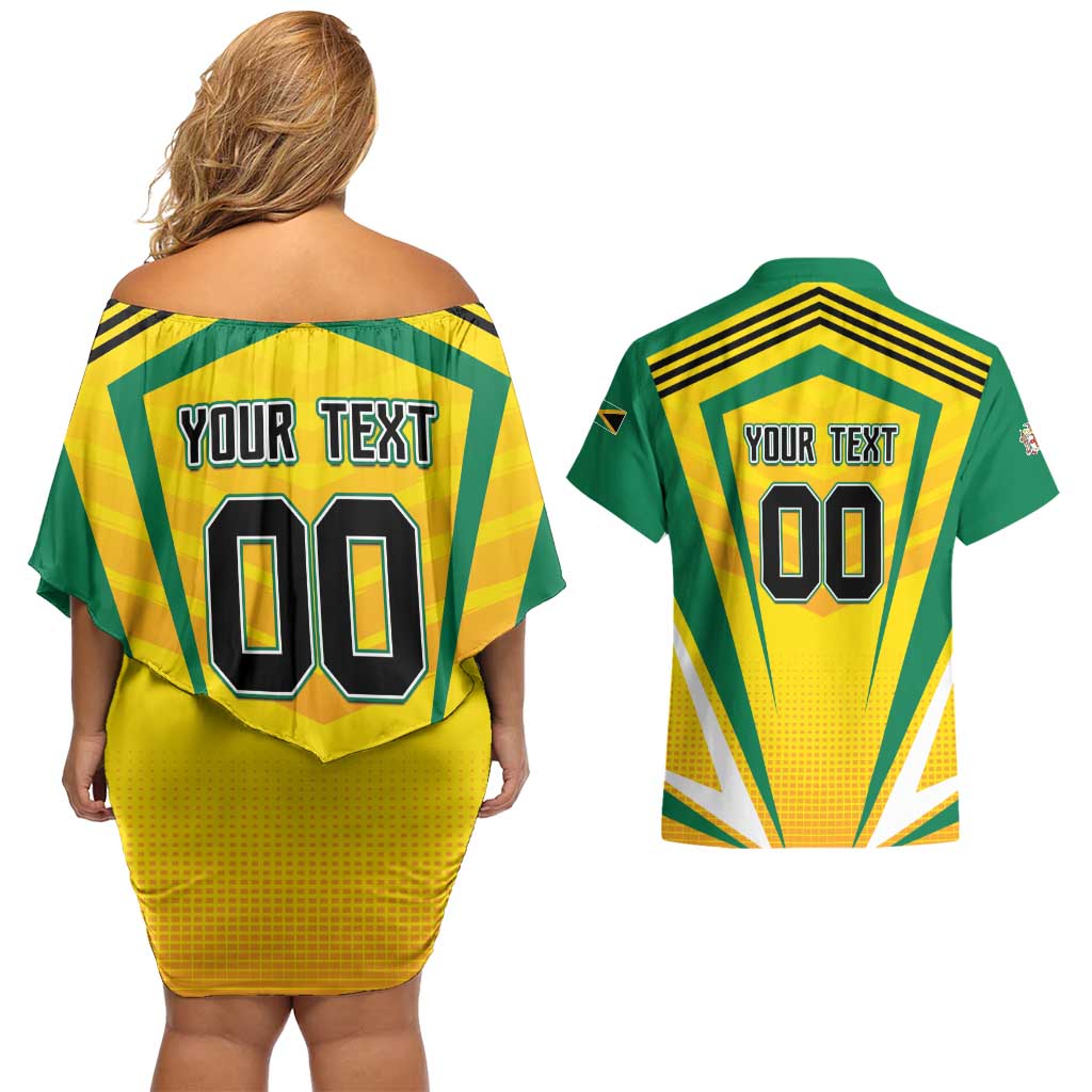 Custom Cricket Jamaica Scorpions Couples Matching Off Shoulder Short Dress and Hawaiian Shirt We Made Legends