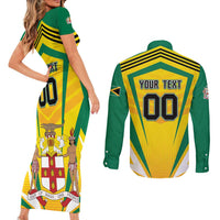 Custom Cricket Jamaica Scorpions Couples Matching Short Sleeve Bodycon Dress and Long Sleeve Button Shirt We Made Legends