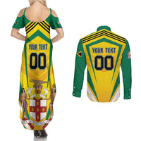 Custom Cricket Jamaica Scorpions Couples Matching Summer Maxi Dress and Long Sleeve Button Shirt We Made Legends