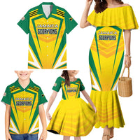 Custom Cricket Jamaica Scorpions Family Matching Mermaid Dress and Hawaiian Shirt We Made Legends