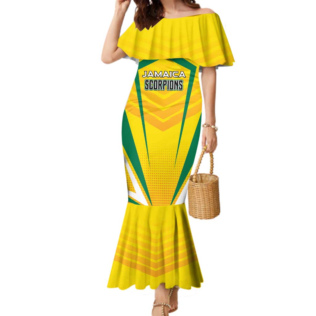 Custom Cricket Jamaica Scorpions Family Matching Mermaid Dress and Hawaiian Shirt We Made Legends