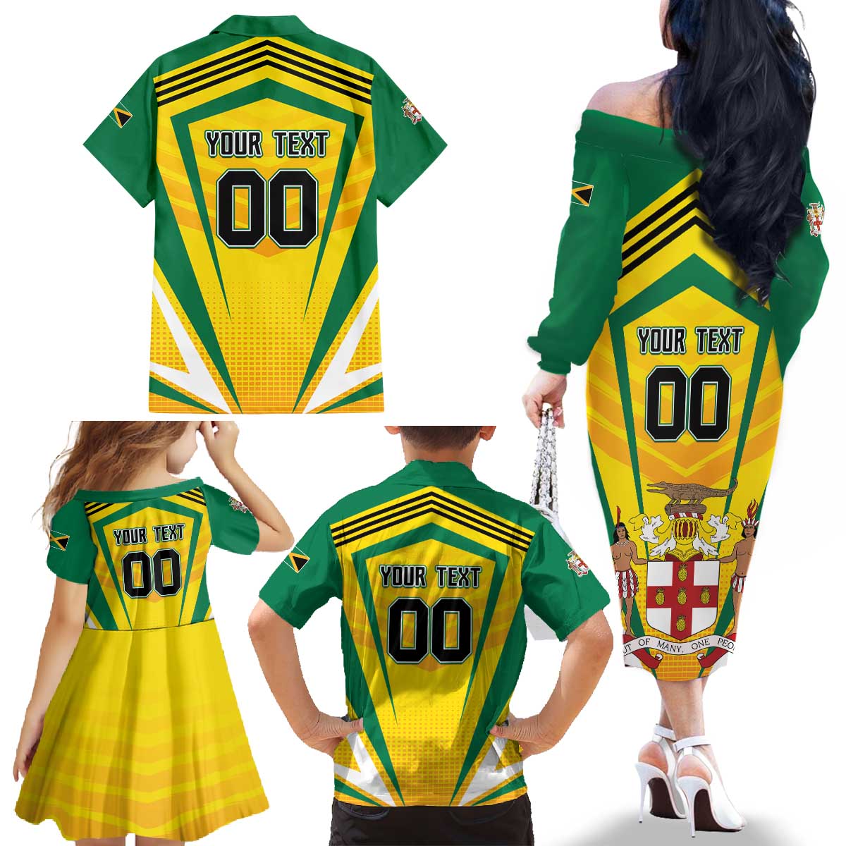 Custom Cricket Jamaica Scorpions Family Matching Off The Shoulder Long Sleeve Dress and Hawaiian Shirt We Made Legends
