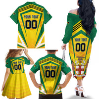 Custom Cricket Jamaica Scorpions Family Matching Off The Shoulder Long Sleeve Dress and Hawaiian Shirt We Made Legends