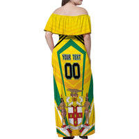 Custom Cricket Jamaica Scorpions Family Matching Off Shoulder Maxi Dress and Hawaiian Shirt We Made Legends