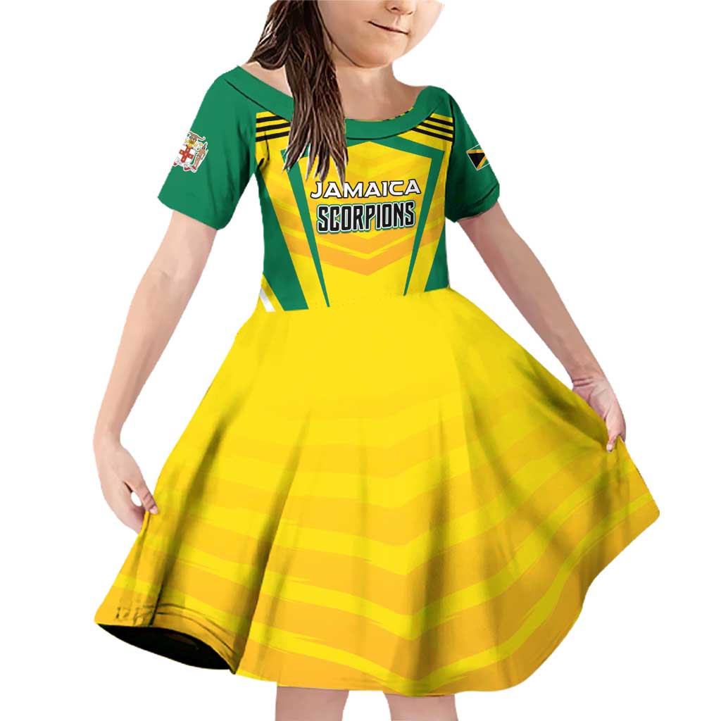 Custom Cricket Jamaica Scorpions Family Matching Off Shoulder Short Dress and Hawaiian Shirt We Made Legends