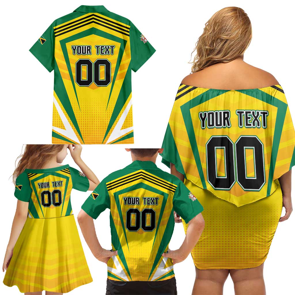 Custom Cricket Jamaica Scorpions Family Matching Off Shoulder Short Dress and Hawaiian Shirt We Made Legends