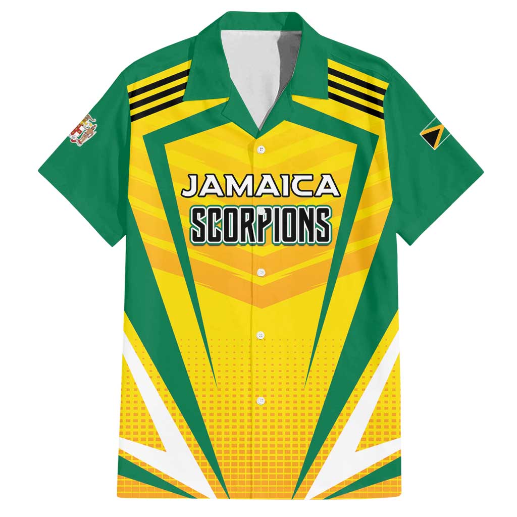 Custom Cricket Jamaica Scorpions Family Matching Off Shoulder Short Dress and Hawaiian Shirt We Made Legends