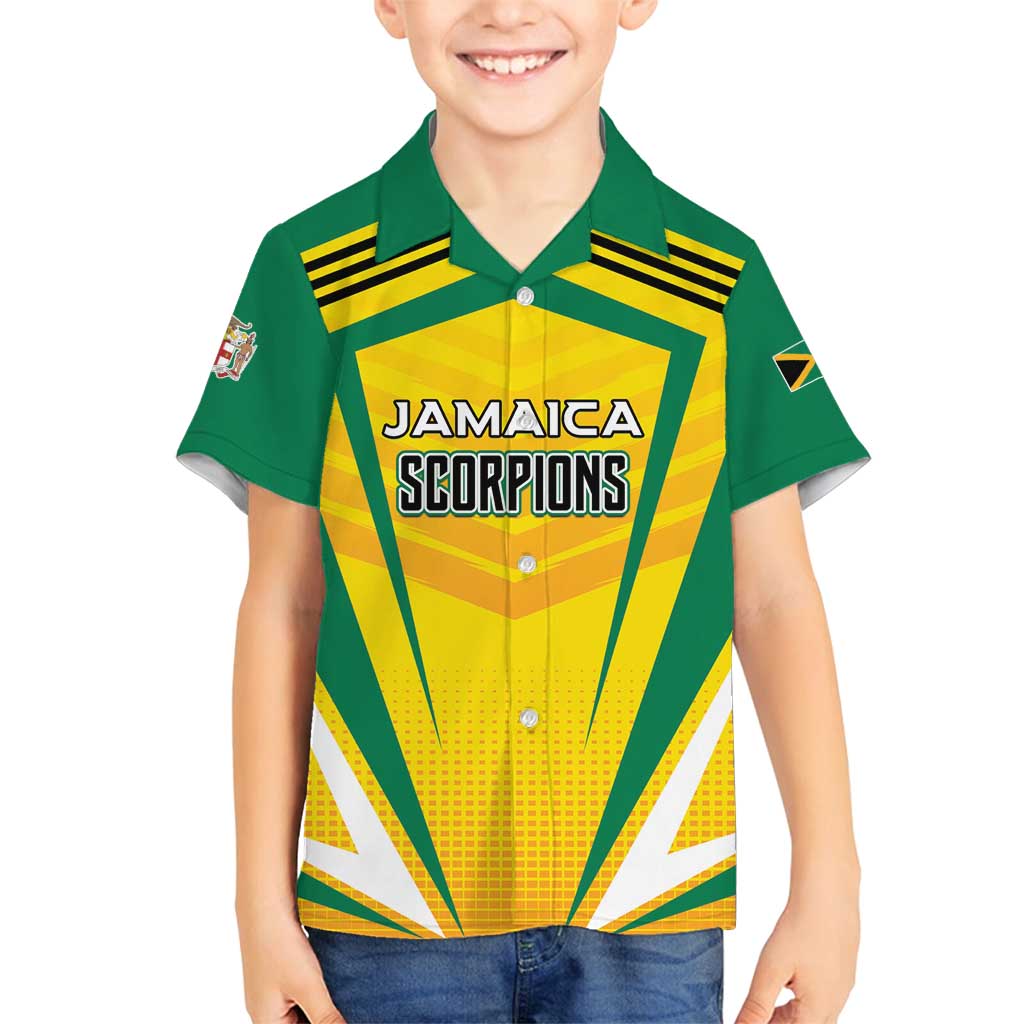 Custom Cricket Jamaica Scorpions Family Matching Off Shoulder Short Dress and Hawaiian Shirt We Made Legends