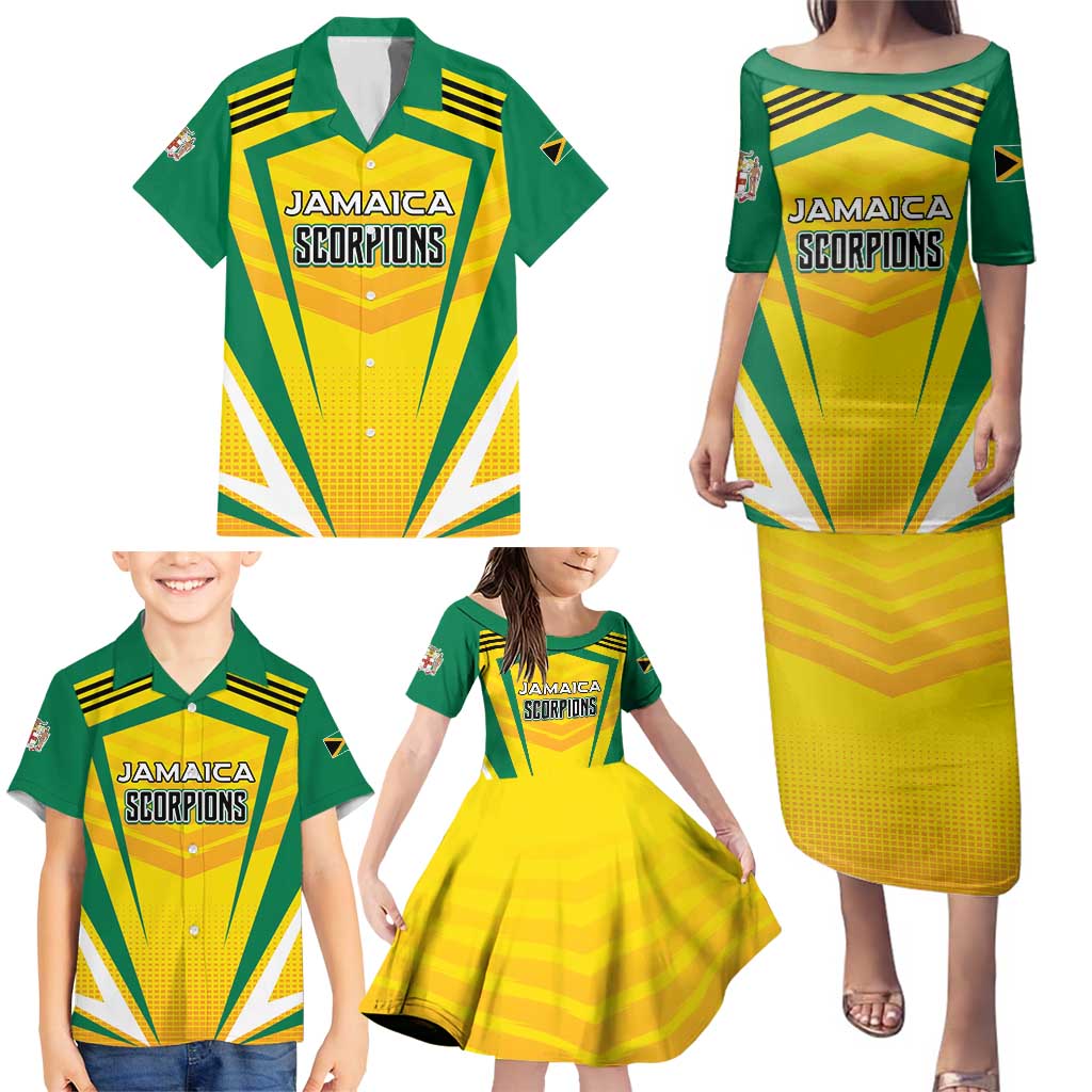Custom Cricket Jamaica Scorpions Family Matching Puletasi and Hawaiian Shirt We Made Legends