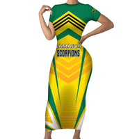 Custom Cricket Jamaica Scorpions Family Matching Short Sleeve Bodycon Dress and Hawaiian Shirt We Made Legends