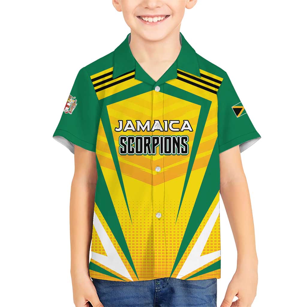 Custom Cricket Jamaica Scorpions Family Matching Short Sleeve Bodycon Dress and Hawaiian Shirt We Made Legends