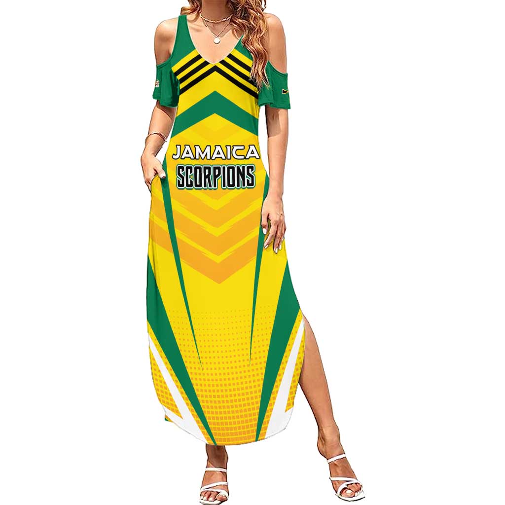 Custom Cricket Jamaica Scorpions Family Matching Summer Maxi Dress and Hawaiian Shirt We Made Legends