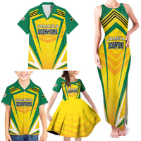 Custom Cricket Jamaica Scorpions Family Matching Tank Maxi Dress and Hawaiian Shirt We Made Legends