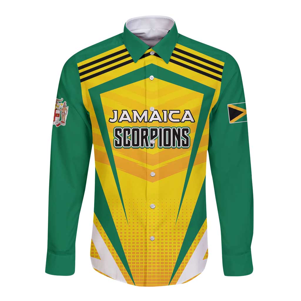 Custom Cricket Jamaica Scorpions Long Sleeve Button Shirt We Made Legends