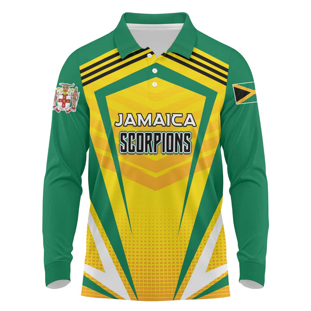 Custom Cricket Jamaica Scorpions Long Sleeve Polo Shirt We Made Legends