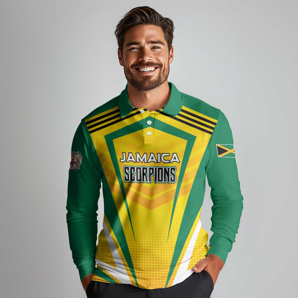 Custom Cricket Jamaica Scorpions Long Sleeve Polo Shirt We Made Legends