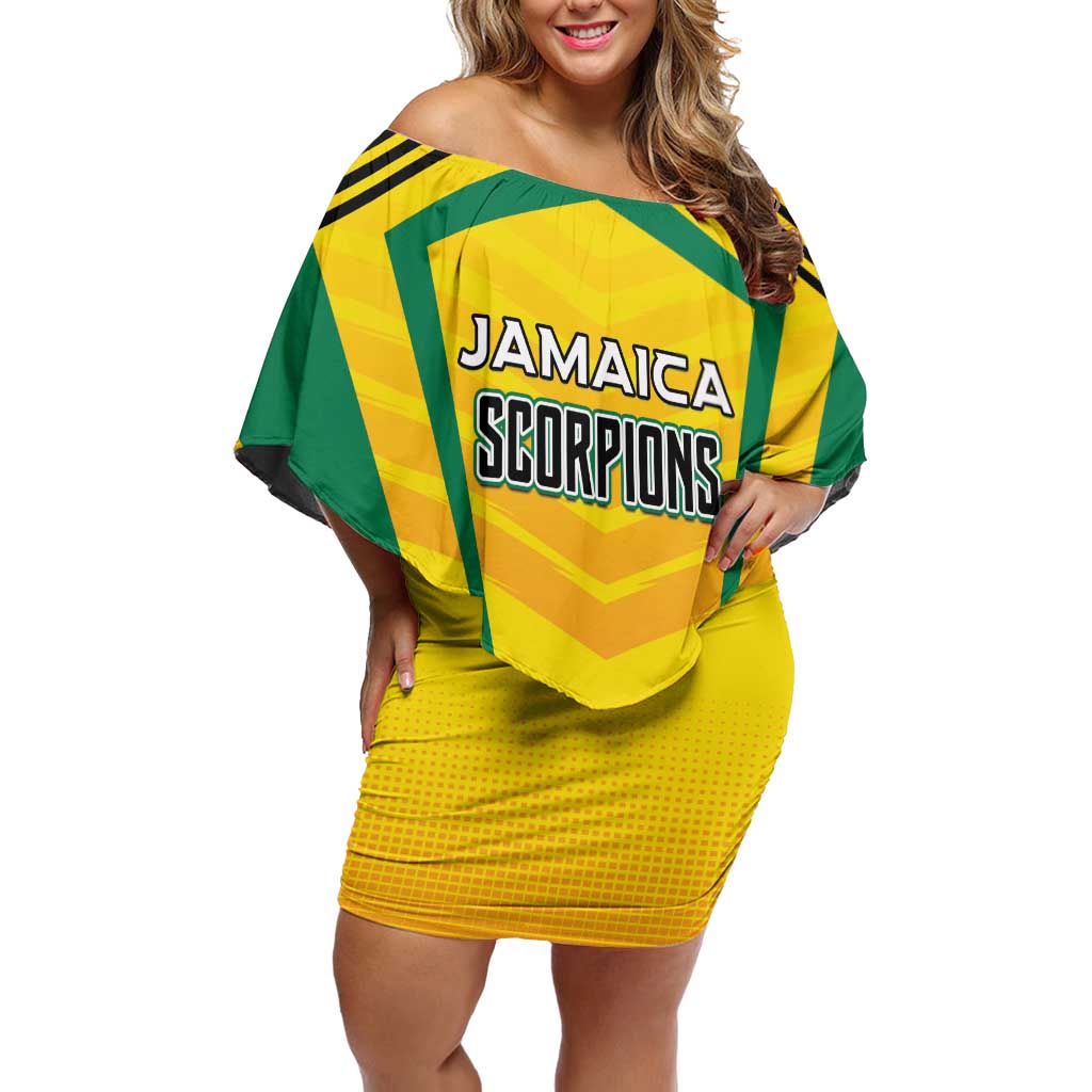 Custom Cricket Jamaica Scorpions Off Shoulder Short Dress We Made Legends