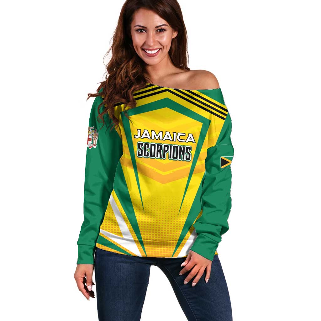 Custom Cricket Jamaica Scorpions Off Shoulder Sweater We Made Legends