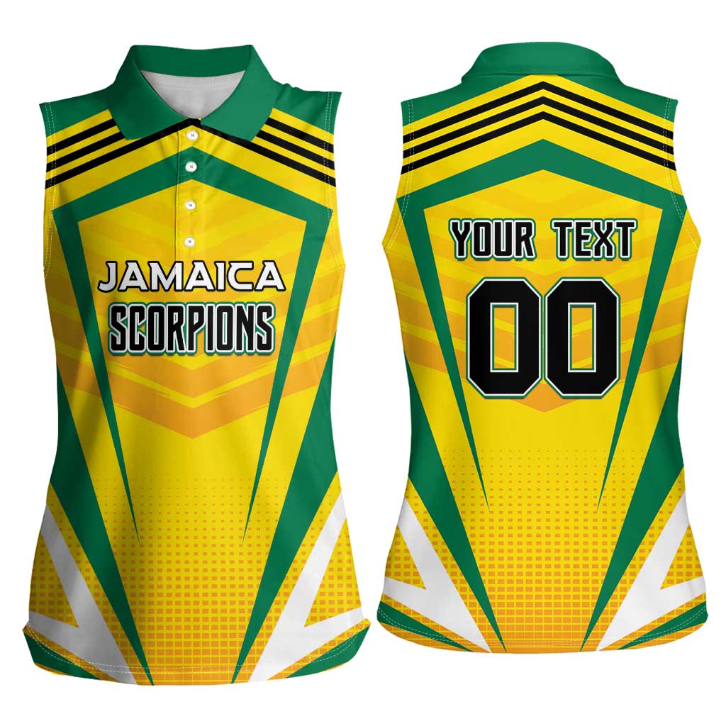 Custom Cricket Jamaica Scorpions Women Sleeveless Polo Shirt We Made Legends