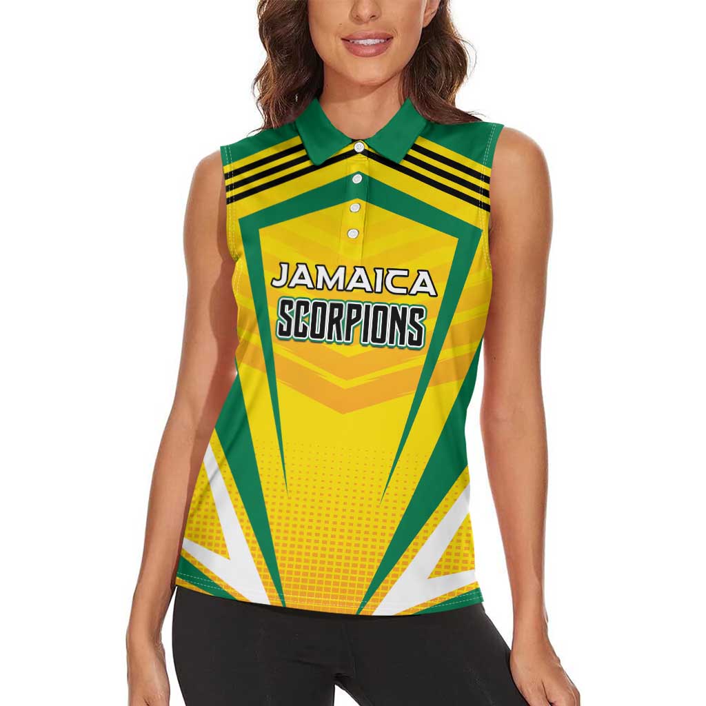 Custom Cricket Jamaica Scorpions Women Sleeveless Polo Shirt We Made Legends