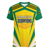 Custom Cricket Jamaica Scorpions Women V-Neck T-Shirt We Made Legends