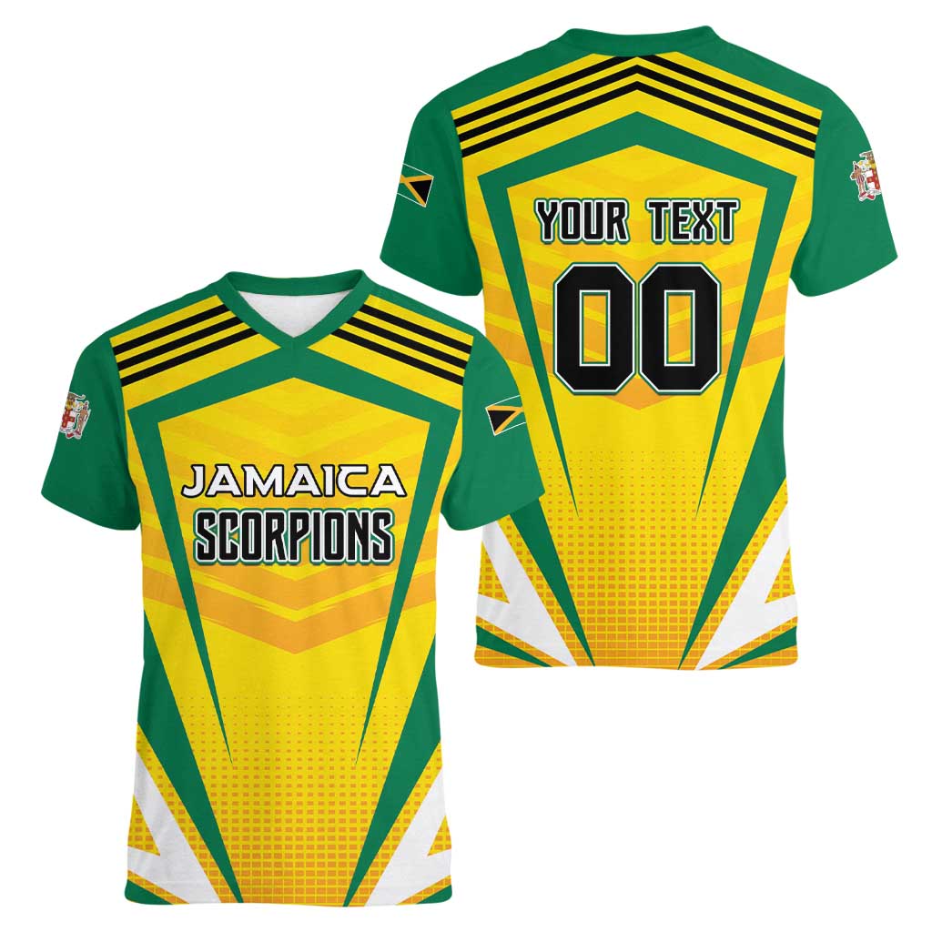 Custom Cricket Jamaica Scorpions Women V-Neck T-Shirt We Made Legends