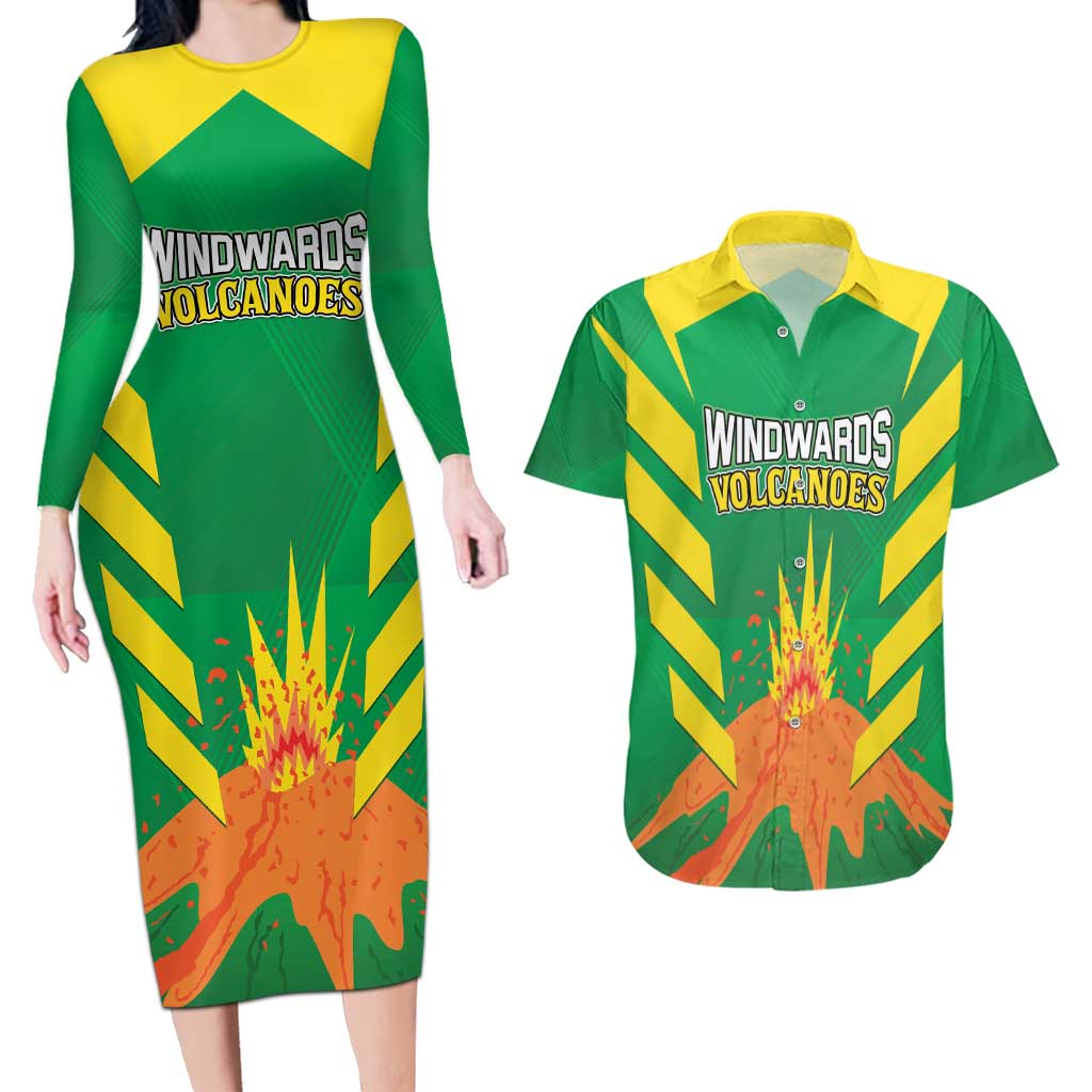 Custom Cricket Windwards Volcanoes Couples Matching Long Sleeve Bodycon Dress and Hawaiian Shirt All The Best LAVA Boys