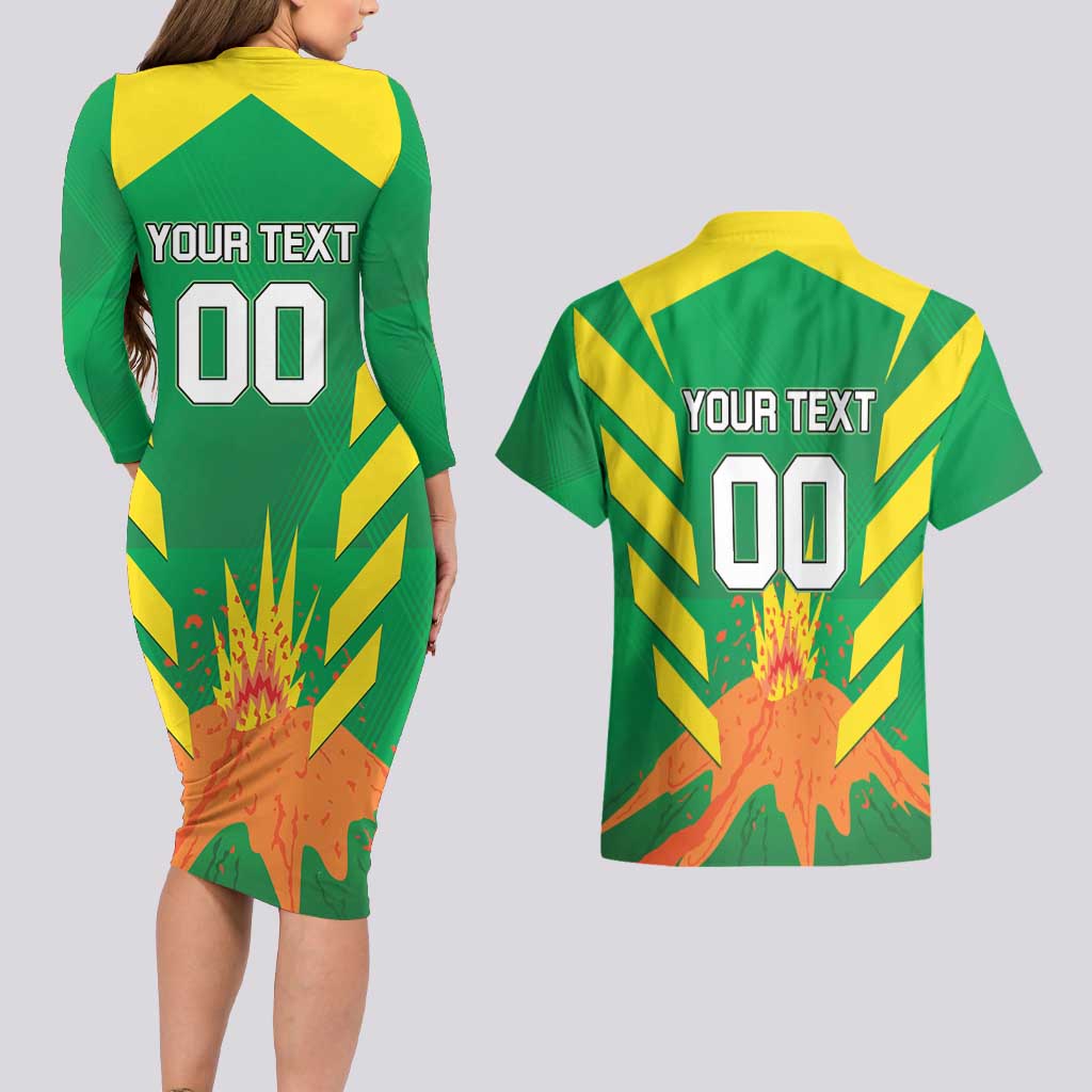 Custom Cricket Windwards Volcanoes Couples Matching Long Sleeve Bodycon Dress and Hawaiian Shirt All The Best LAVA Boys