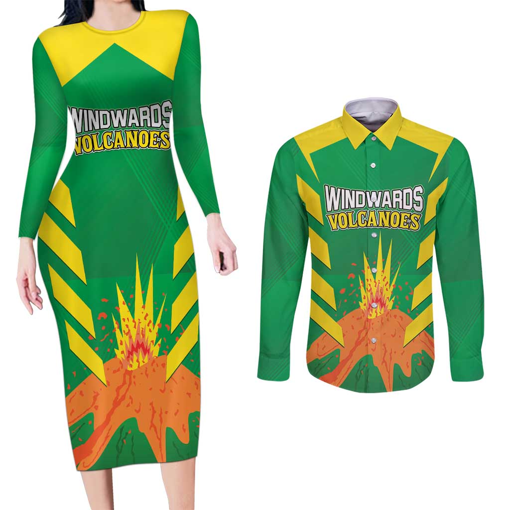Custom Cricket Windwards Volcanoes Couples Matching Long Sleeve Bodycon Dress and Long Sleeve Button Shirt All The Best LAVA Boys