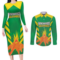 Custom Cricket Windwards Volcanoes Couples Matching Long Sleeve Bodycon Dress and Long Sleeve Button Shirt All The Best LAVA Boys