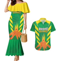 Custom Cricket Windwards Volcanoes Couples Matching Mermaid Dress and Hawaiian Shirt All The Best LAVA Boys