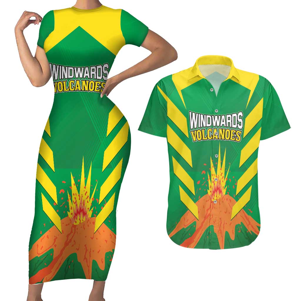 Custom Cricket Windwards Volcanoes Couples Matching Short Sleeve Bodycon Dress and Hawaiian Shirt All The Best LAVA Boys