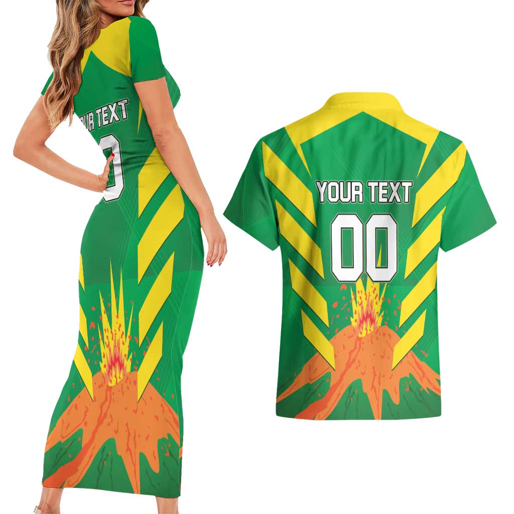 Custom Cricket Windwards Volcanoes Couples Matching Short Sleeve Bodycon Dress and Hawaiian Shirt All The Best LAVA Boys