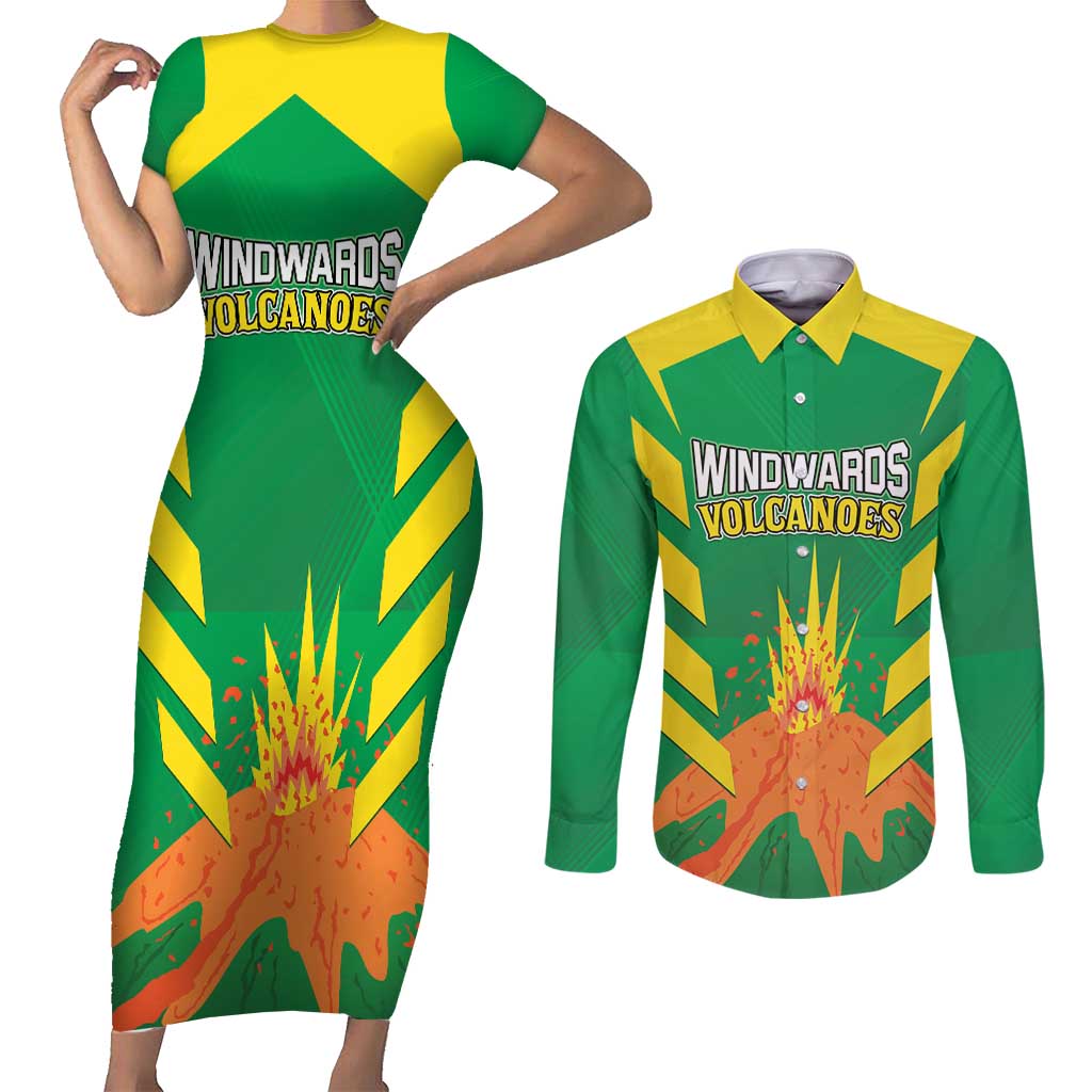 Custom Cricket Windwards Volcanoes Couples Matching Short Sleeve Bodycon Dress and Long Sleeve Button Shirt All The Best LAVA Boys