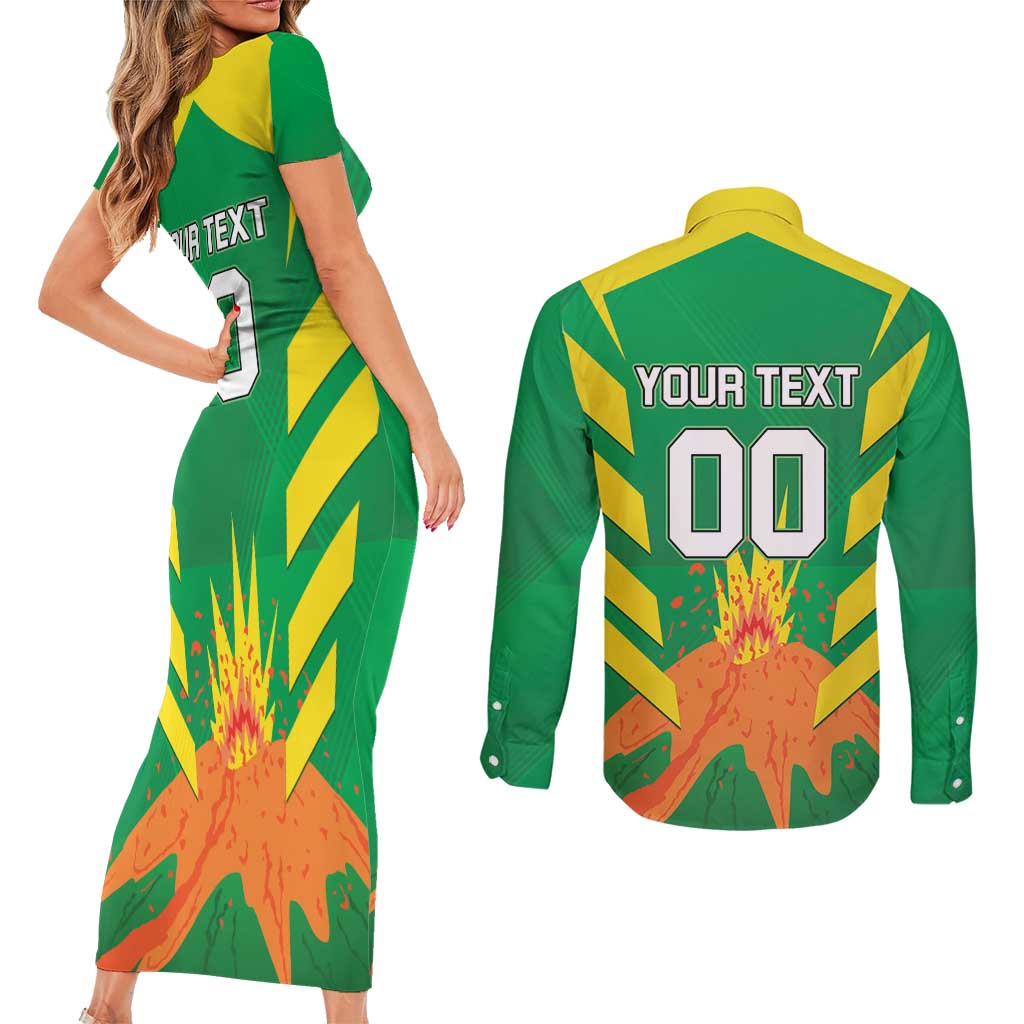 Custom Cricket Windwards Volcanoes Couples Matching Short Sleeve Bodycon Dress and Long Sleeve Button Shirt All The Best LAVA Boys